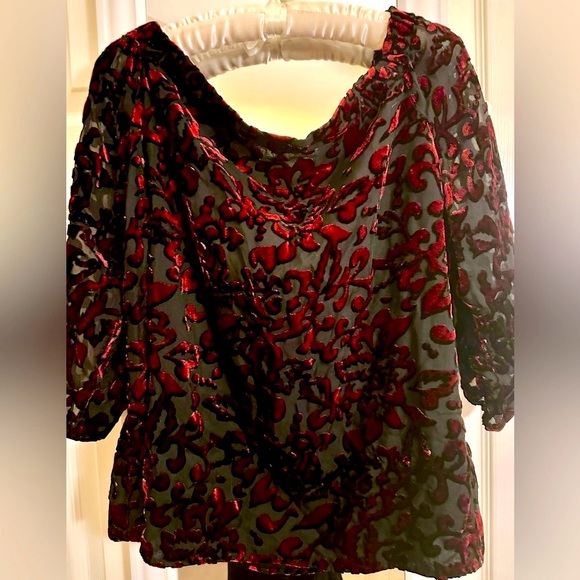 Chico's Tops - ✨Chico’s Off the Shoulder Velvety Flocked Top L✨